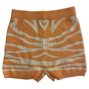 Blanc Noir Orange + Cream Zebra Knit Shorts | NWOT | Size Small